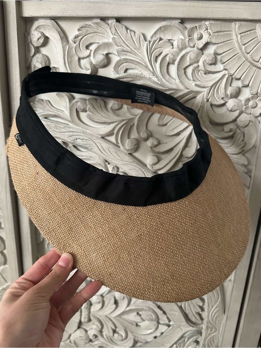 Neutral Straw Visor with Black Band
